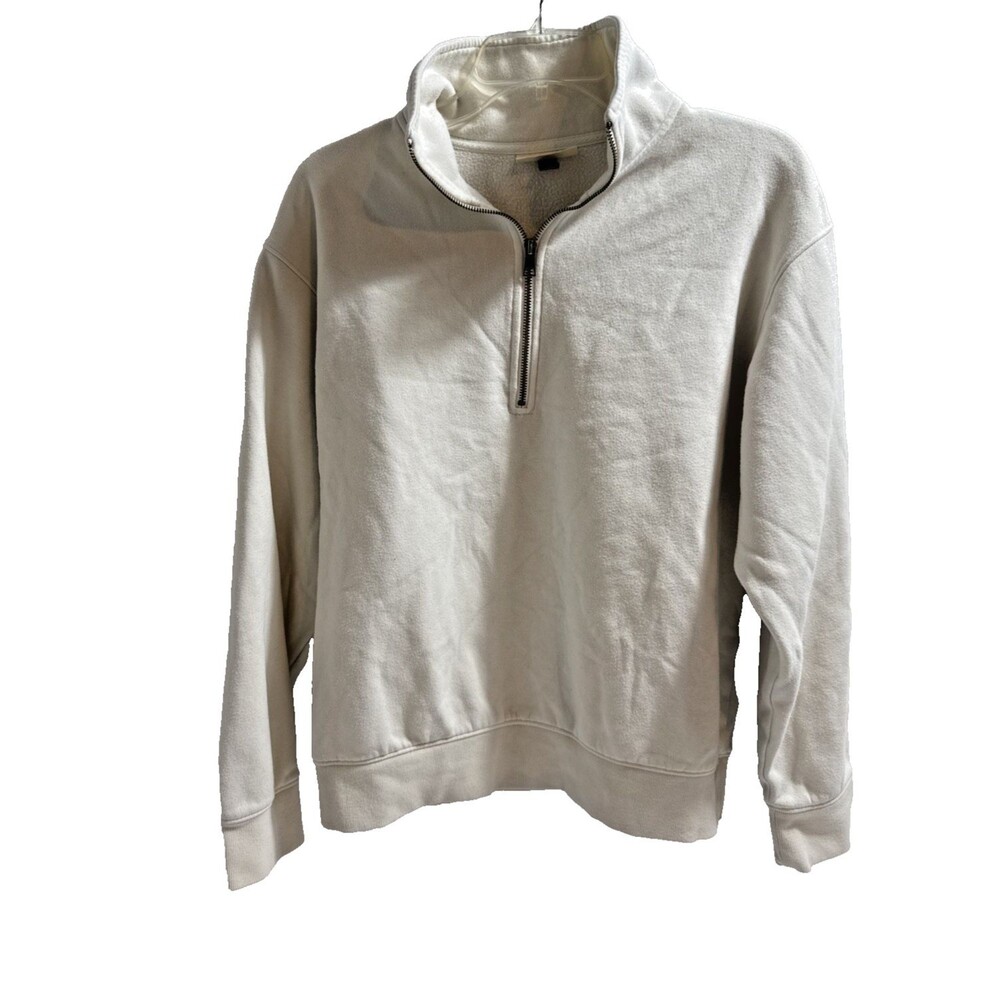 Universal Threads Off White Sweatshirt Women's M Zippered Front Long Sleeve